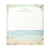Bloc-note Watercolor Beach Vert Tropical Feuille Nature (Devant)