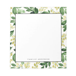 Bloc-note Watercolor Blossom Leaves Pattern Personalized