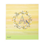 Bloc-note Watercolor Brush Lines Spring Wreath Monogram (Devant)