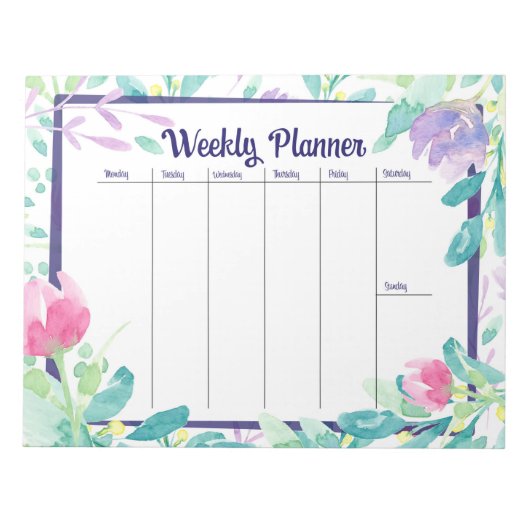 Bloc-note Watercolor Dainty Floral Weekly Planner (Devant)