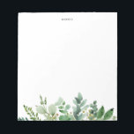 Bloc-note Watercolor Eucalyptus<br><div class="desc">Classic greenery custom notepad featuring watercolour illustrations of eucalyptus leaves. Personnalize by adding a name ou a short phrase. This greenery notepas veut empoisonner le personnage parfait.</div>