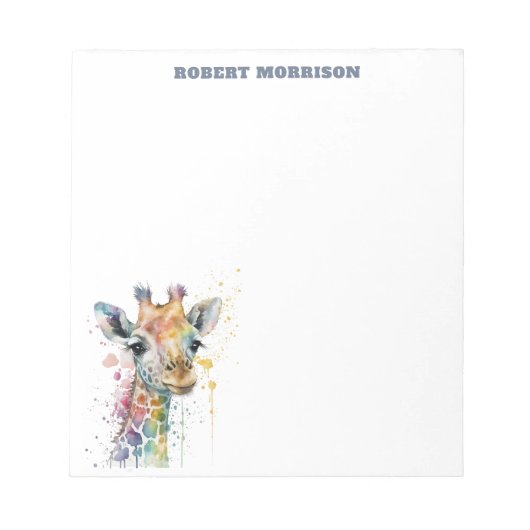 Bloc-note Watercolor Giraffe Sophisticated Notepad (Devant)