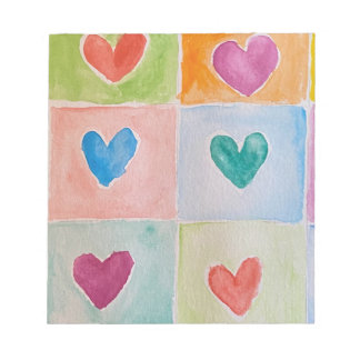 Bloc-note Watercolor multicolor hearts notepad