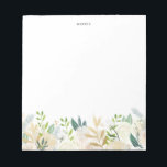 Bloc-note Watercolor Pale Peonies Gold Foil Custom Floral<br><div class="desc">Whimsical floral notepad featuring water color illustrations of pale peonies and roses,  greenery and faux gold foil accents. This floral notepad will be parfait as personalized gift. Personalize by adding a name or short fép.</div>