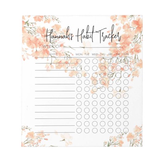 Bloc-note Watercolor Rosy Minimal Script Habit Tracker (Devant)