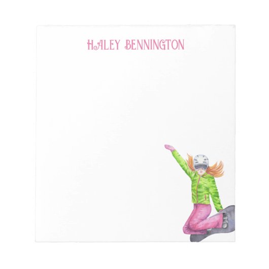 Bloc-note Watercolor Snowboard personnalisé (Devant)