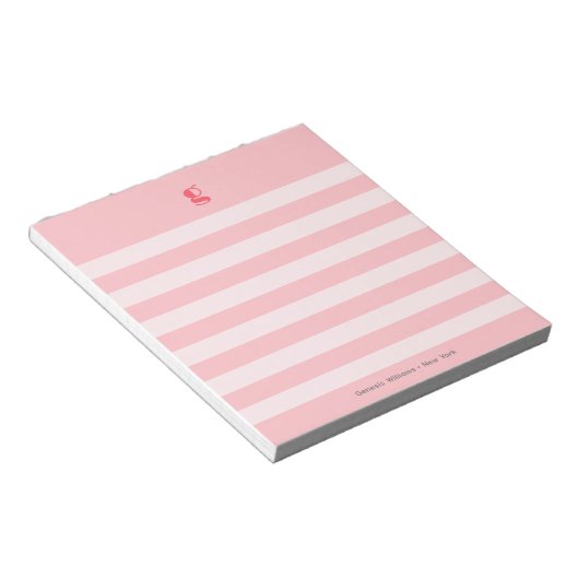 Bloc-note Watermelon Monogramme Nom Cute Girly Stried Custom (Incliné)
