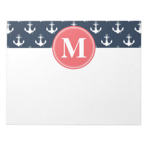 Bloc-note Watermelon Monogrammed Marine Blue Ancre Motif