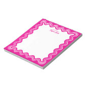 Bloc-note Wavy Border Hot Pink & White Personalized Name (Tourné)