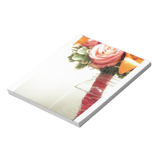 Bloc-note weding flowers pink orange rose customitis (Tourné)