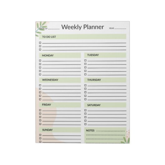 Bloc-note Weekly Planner Calendar Organizer To Do List (Tourné)