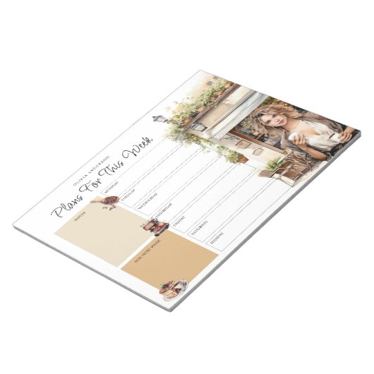 Bloc-note Weekly Planner Custom Name Coffee Lover (Incliné)