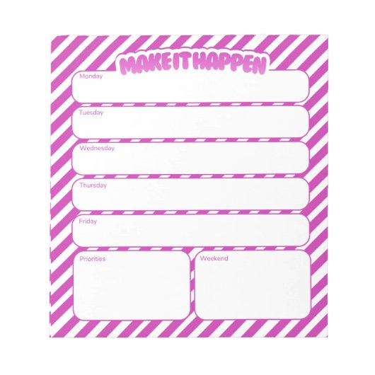 Bloc-note Weekly Planner Notepad - Pink Striped (Devant)