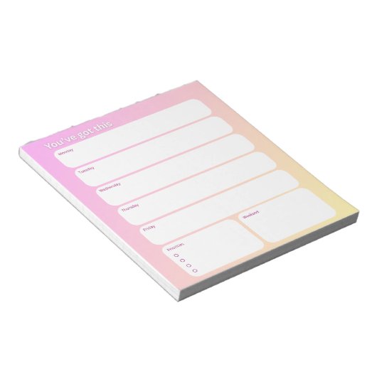 Bloc-note Weekly Planner Notepad – Weekday Layout (Incliné)