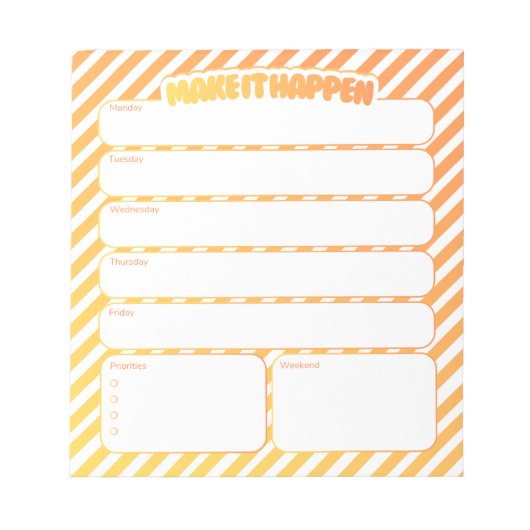 Bloc-note Weekly Planner Notepad - Yellow Striped (Devant)