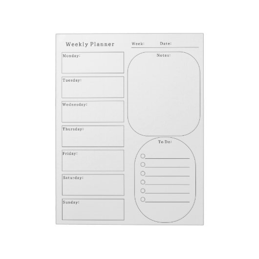 Bloc-note Weekly Planner & To Do List For Organising Notes (Tourné)