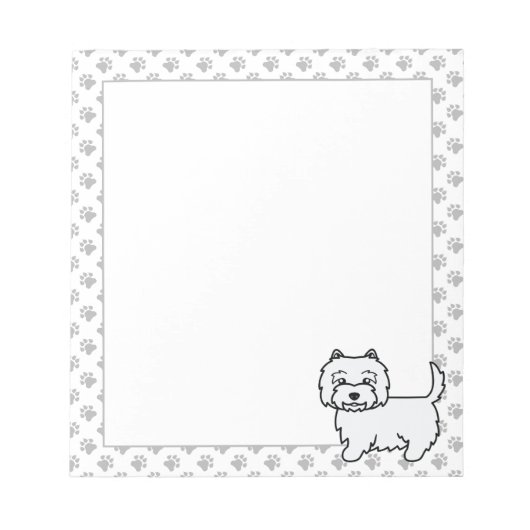 Bloc-note West Highland White Terrier Cartoon Dog & Paws (Devant)