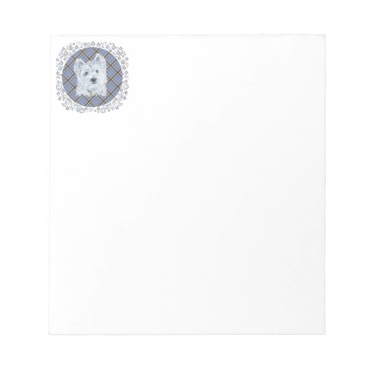 Bloc-note Westie sur Tartan (Devant)