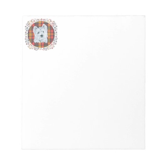 Bloc-note Westie sur Tartan (Devant)