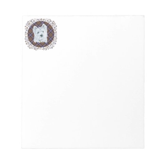 Bloc-note Westie sur Tartan (Devant)