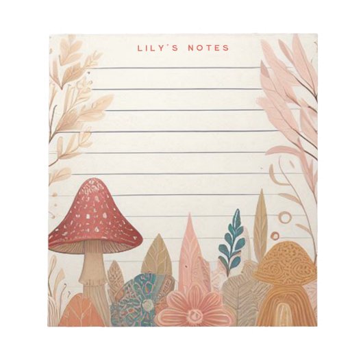 Bloc-note Whimsical Automne Champignons Personnalisé (Devant)