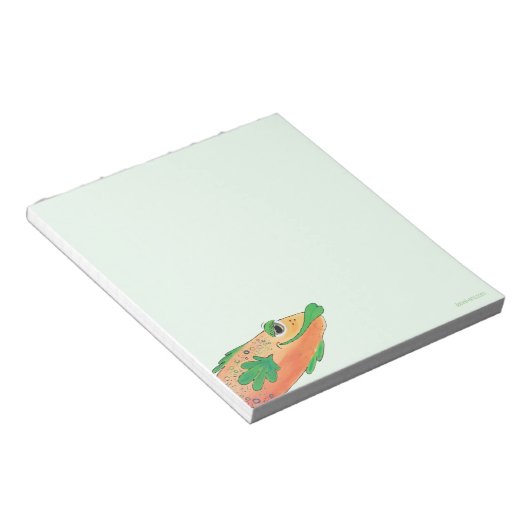 Bloc-note Whimsical Funky Poisson Peinture orange et vert (Incliné)