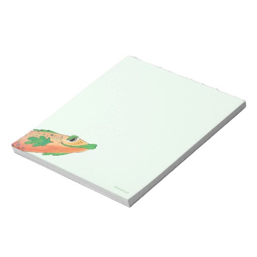 Bloc-note Whimsical Funky Poisson Peinture orange et vert (Tourné)
