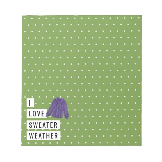 Bloc-note Whimsical I Love Sweater Météo Pois Vert (Devant)