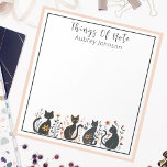 Bloc-note Whimsical Personnalisé "Thèmes de note" Chat noir<br><div class="desc">Bloc-notes pour chats noirs Personnalisé Whimsical "Things Of Note". Nom fantaisiste bloc-notes personnalisé chats noirs. Votre nom et votre choix de polices peuvent être facilement insérés à l'aide de l'outil de conception de Zazzle. Ce petit bloc-notes fait un petit cadeau parfait ou comme un régal pour vous à utiliser à...</div>