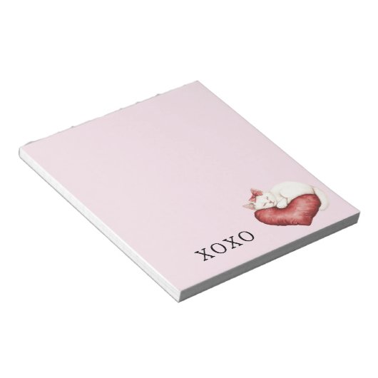Bloc-note White Cat Red Heart Pillow (Incliné)