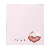 Bloc-note White Cat Red Heart Pillow (Devant)