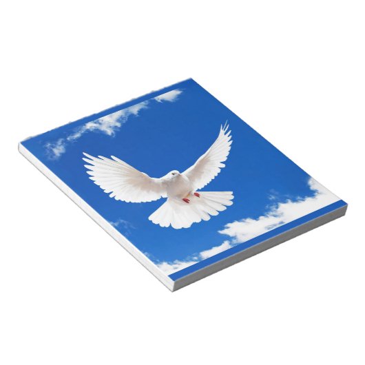 Bloc-note White Dove Bird Peace Love Flying Sky (Incliné)