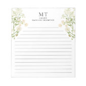 Bloc-note White Floral Wildflower Classic Monogram Lined (Devant)
