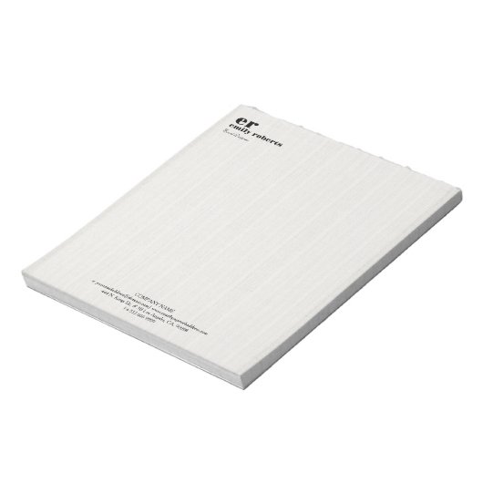 Bloc-note White Linen Burlap Gray Typography (Tourné)