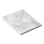Bloc-note White Marble Modern Script Personalized Name (Incliné)