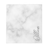 Bloc-note White Marble Modern Script Personalized Name (Devant)