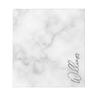 White Marble Modern Script Personalized Name