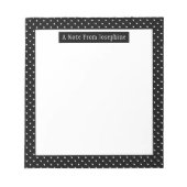 Bloc-note White On Black Polka Dots Pattern Custom Text (Devant)
