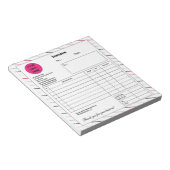 Bloc-note White Pink Stripes Entreprise Boutique Facture (Incliné)