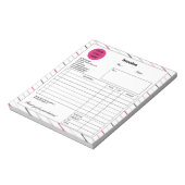 Bloc-note White Pink Stripes Entreprise Boutique Facture (Tourné)