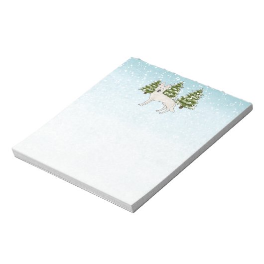 Bloc-note White Swiss Shepherd White GSD Chien Forêt d'hiver (Tourné)