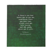Bloc-note William Shakespeare Friendship Citation Inspiratio (Devant)