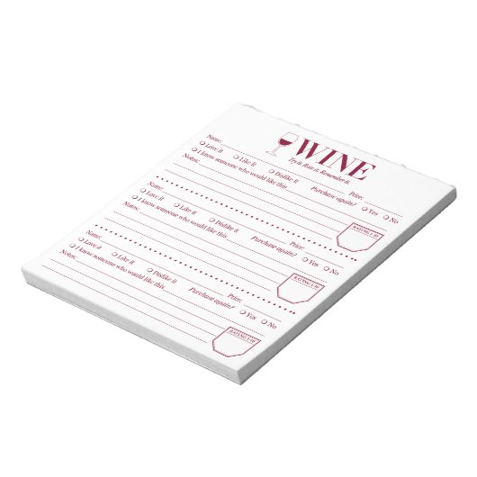 Bloc-note Wine Tracker (Tourné)