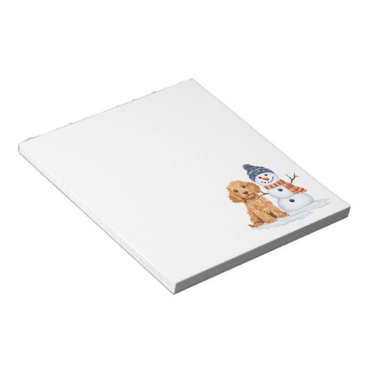 Bloc-note Winter Goldendoodle Dog Cute Snowman (Incliné)