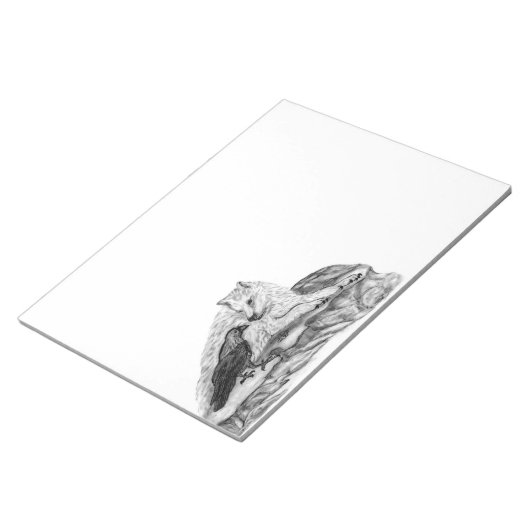 Bloc-note Wolf and Raven black and white design (Incliné)