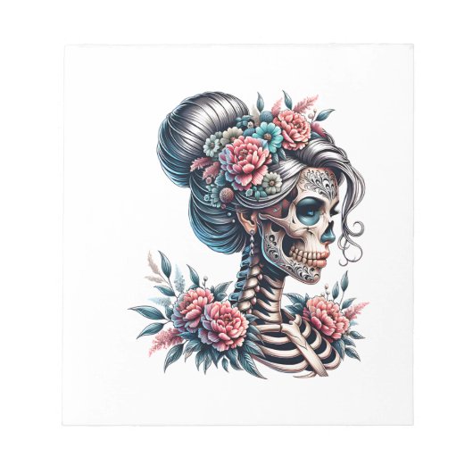 Bloc-note Woman Skull Dia De Los Muertos Skeleton (Devant)