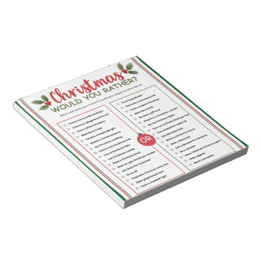 Bloc-note Would You Rather Christmas Game (Incliné)