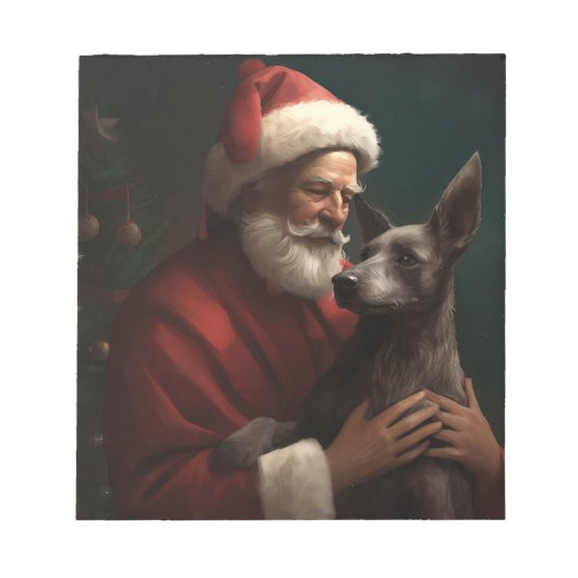 Bloc-note Xoloitzcuintli avec le Père Noël fête de Noël (Devant)