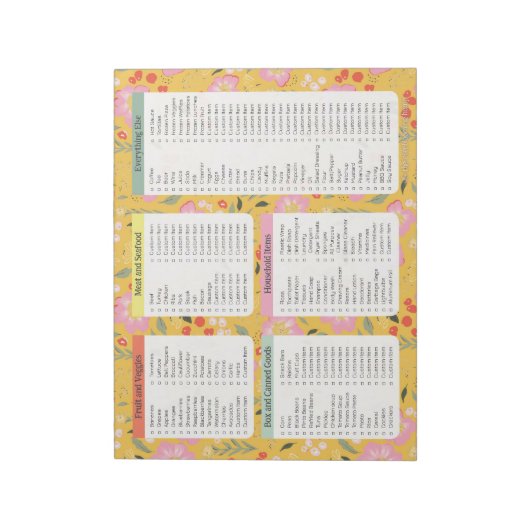 Bloc-note Yellow Grocery List Notepads, Grocery List Notepad (Tourné)