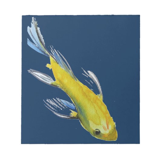 Bloc-note Yellow koi Japonais carp watercolour art fish (Devant)